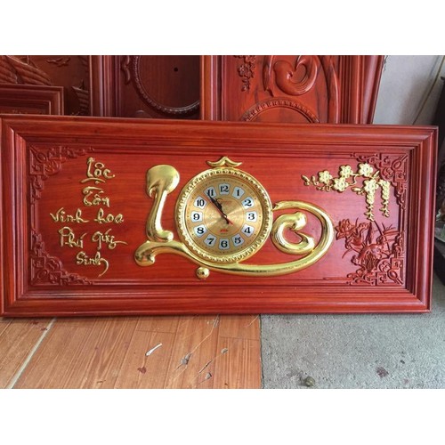 Tranh Đồng Hồ Gỗ Hương Đỏ Chữ Lộc